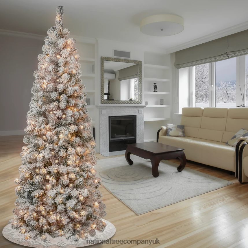 Trees | National Tree Company First Traditions Pre-Lit Acacia Flocked Tree Medium Christmas Tree Clear Incandescent Lights Plug In 6 ft F2L4F41